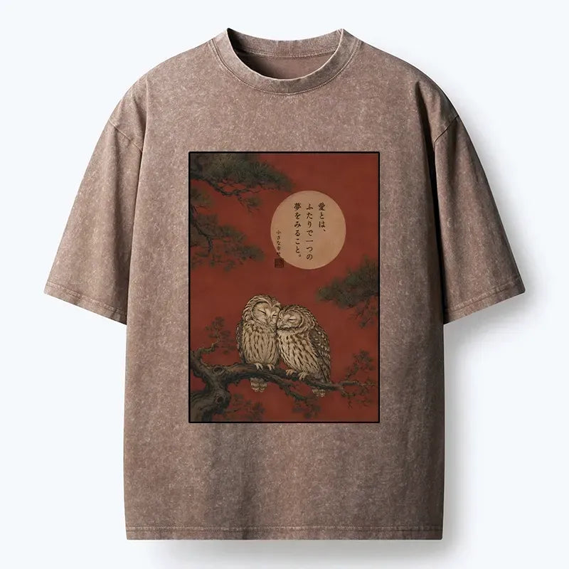 Japanese Vintage Owl T-Shirt for Daily Wear