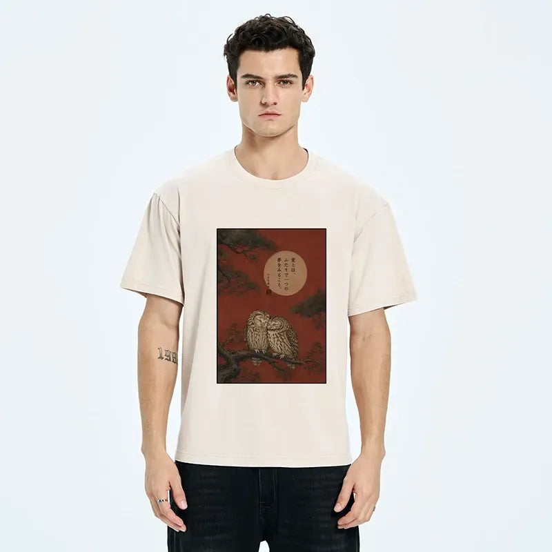Japanese Vintage Owl T-Shirt for Daily Wear