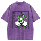 retro frog samurai t-shirt for men