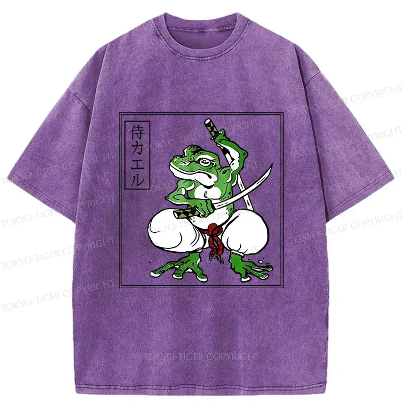 retro frog samurai t-shirt for men