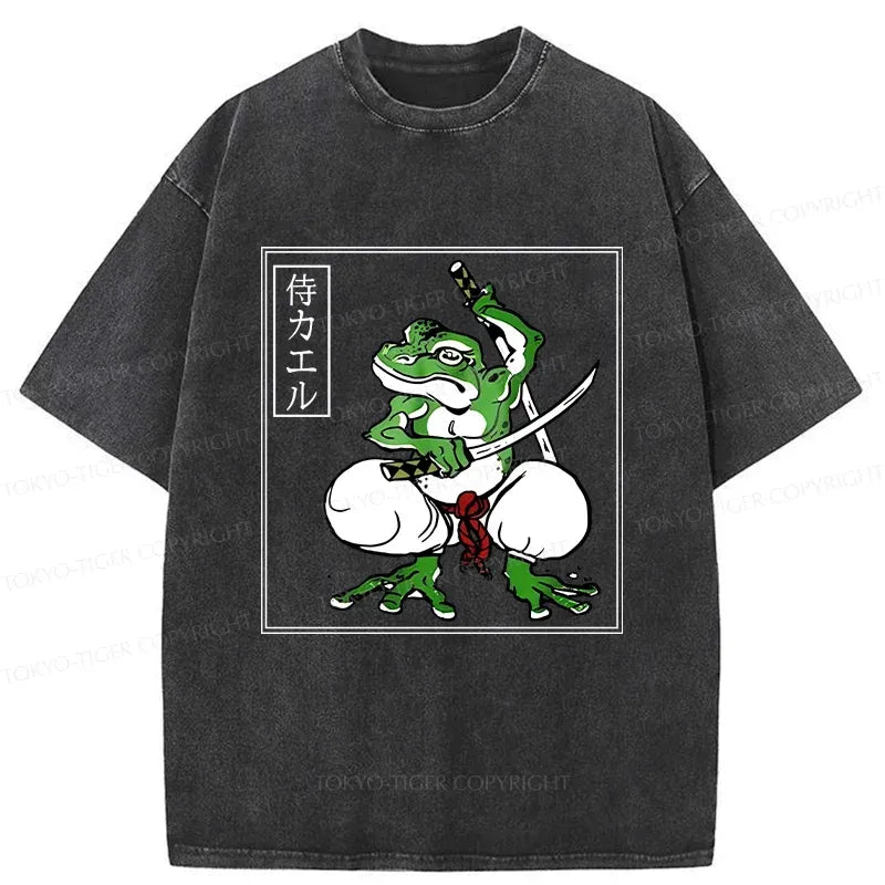 retro frog samurai t-shirt for men