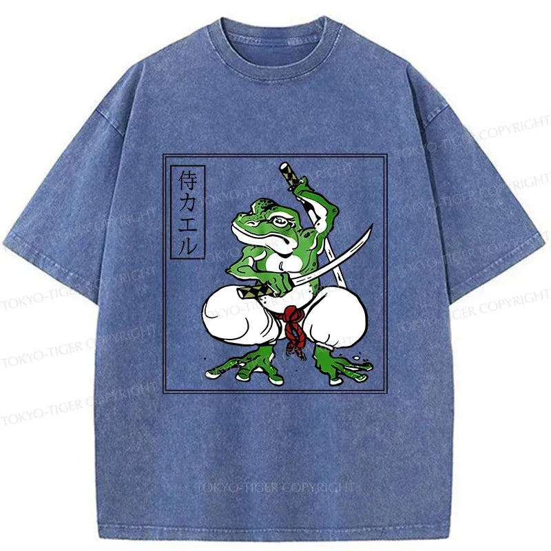 retro frog samurai t-shirt for men