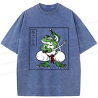 retro frog samurai t-shirt for men