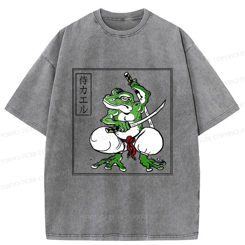 retro frog samurai t-shirt for men