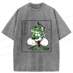 retro frog samurai t-shirt for men