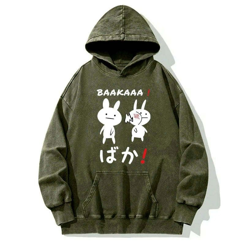 Japanese Streetwear Washed Hoodie for Casual Style
