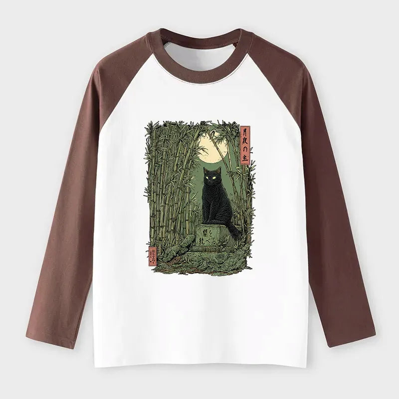 Japanese Black Cat Long Sleeve T-shirt