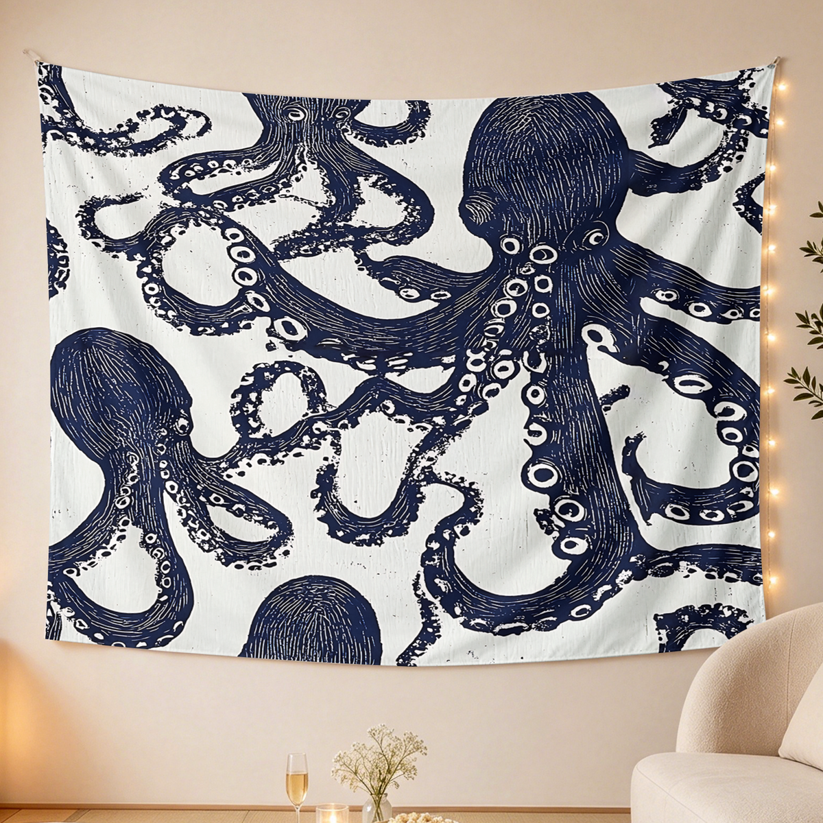 Kyoto-Lion Ocean Octopus Tapestry