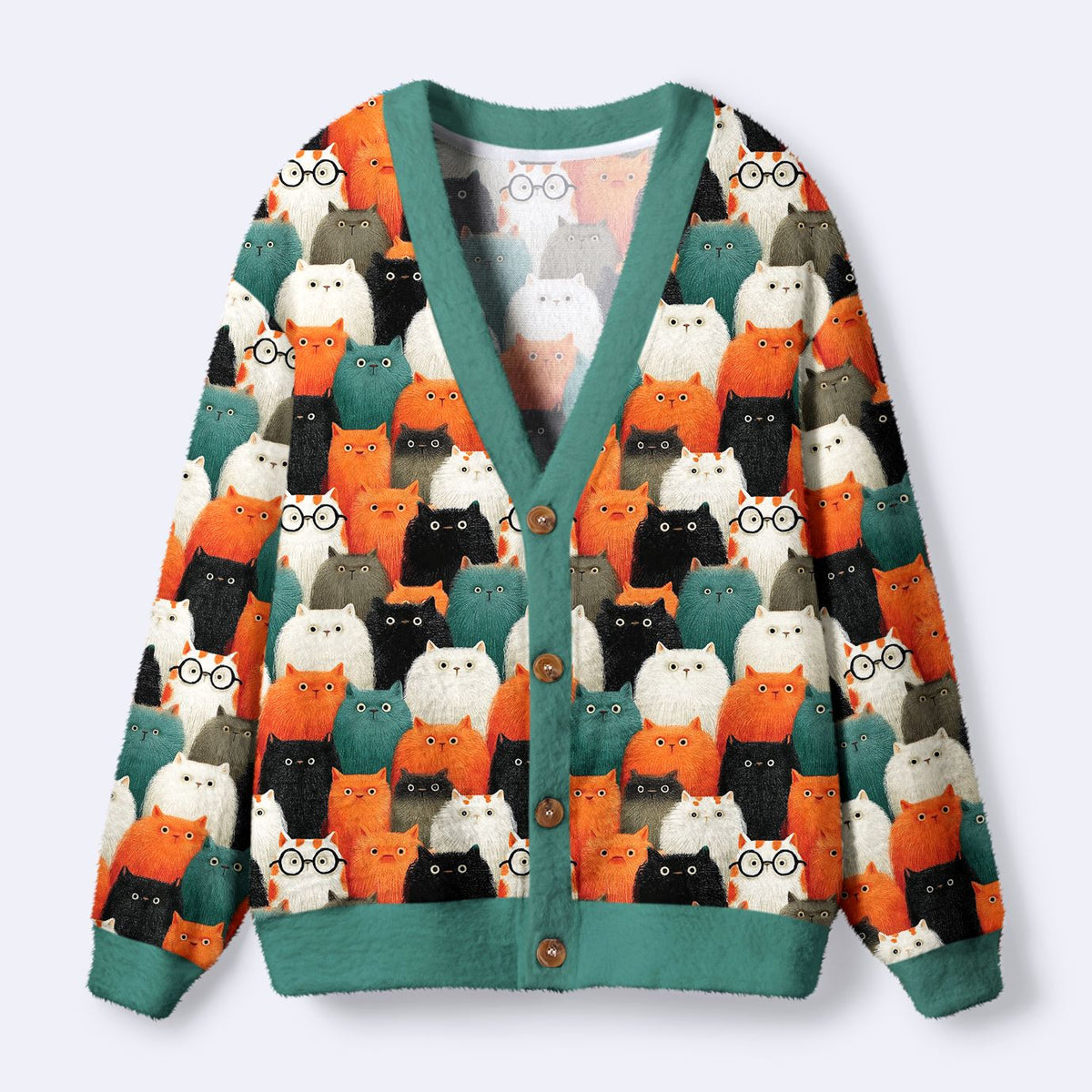 Kyoto-Lion Various Cats Are Watching You Ugly Cardigan Sweater