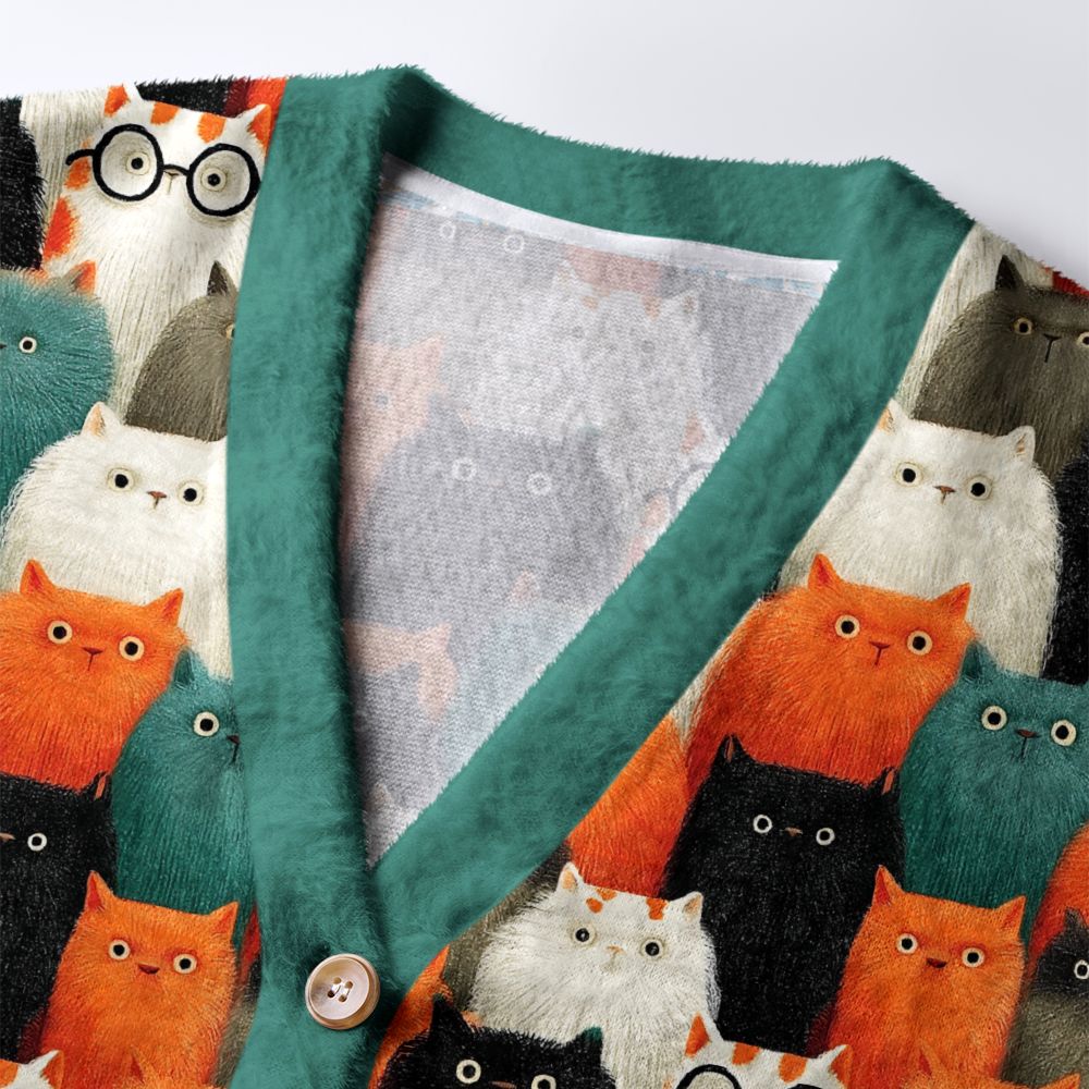 Kyoto-Lion Various Cats Are Watching You Ugly Cardigan Sweater