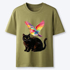 Kyoto-Lion Rainbow Bird With Cat Classic T-Shirt