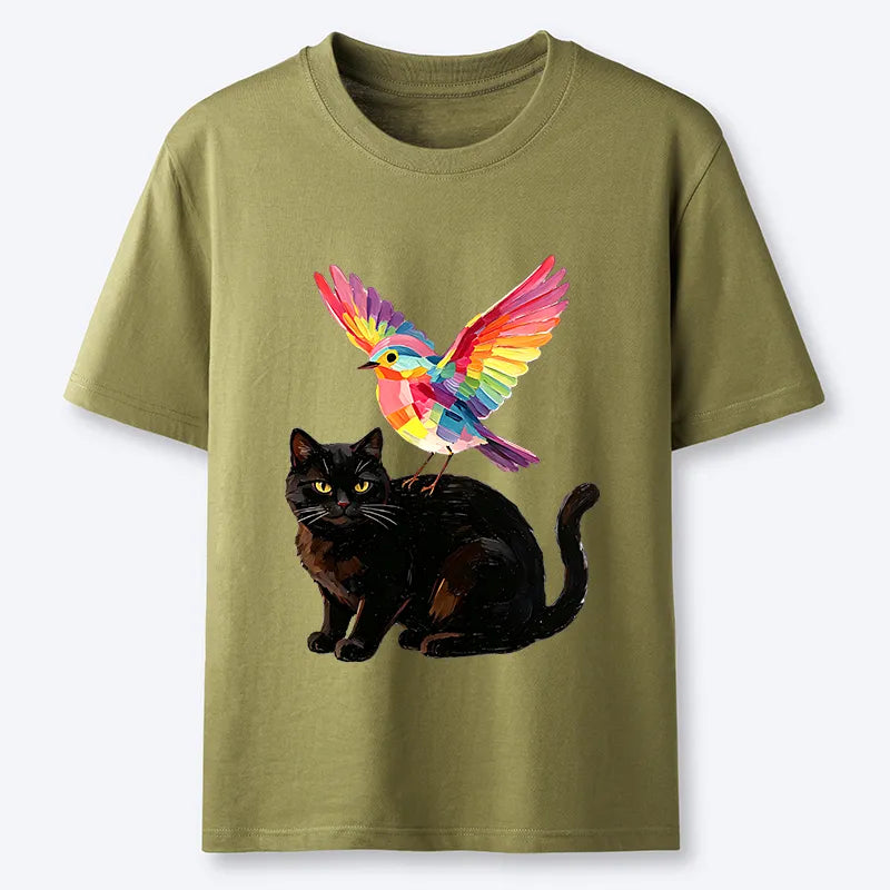 Kyoto-Lion Rainbow Bird With Cat Classic T-Shirt