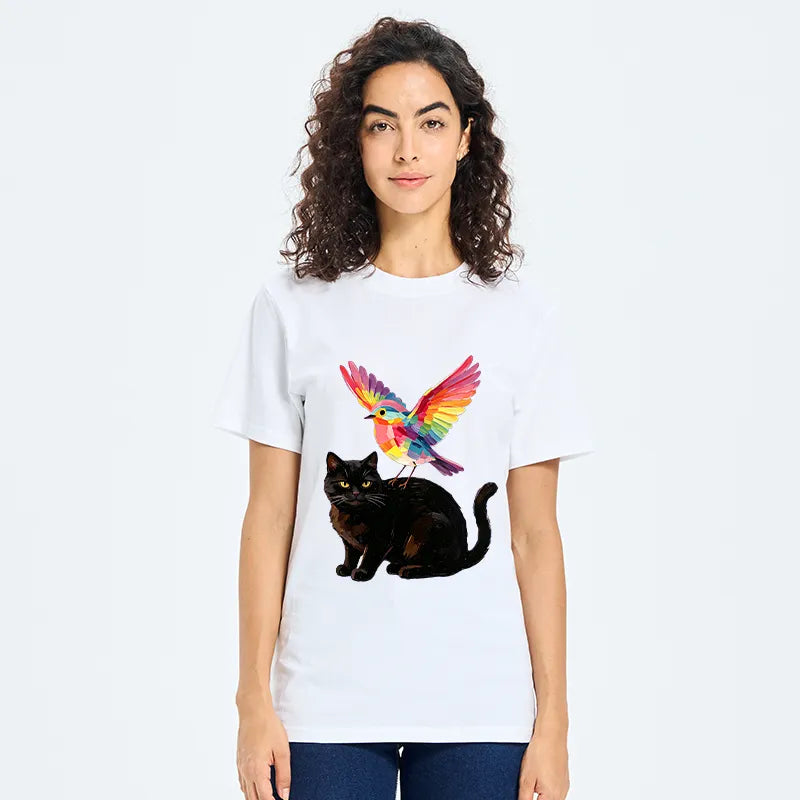 Kyoto-Lion Rainbow Bird With Cat Classic T-Shirt