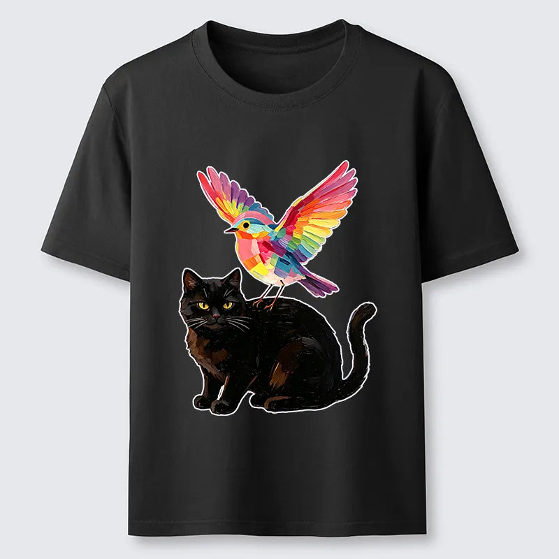 Kyoto-Lion Rainbow Bird With Cat Classic T-Shirt