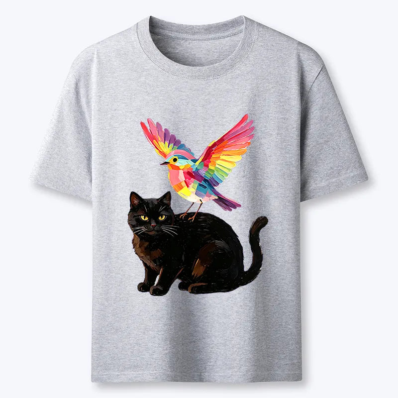 Kyoto-Lion Rainbow Bird With Cat Classic T-Shirt
