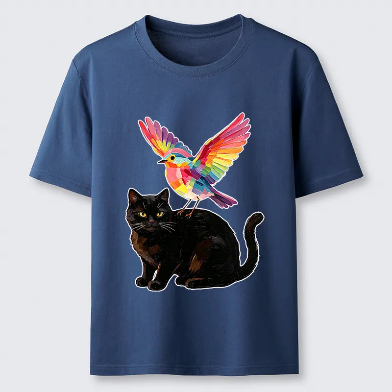 Kyoto-Lion Rainbow Bird With Cat Classic T-Shirt