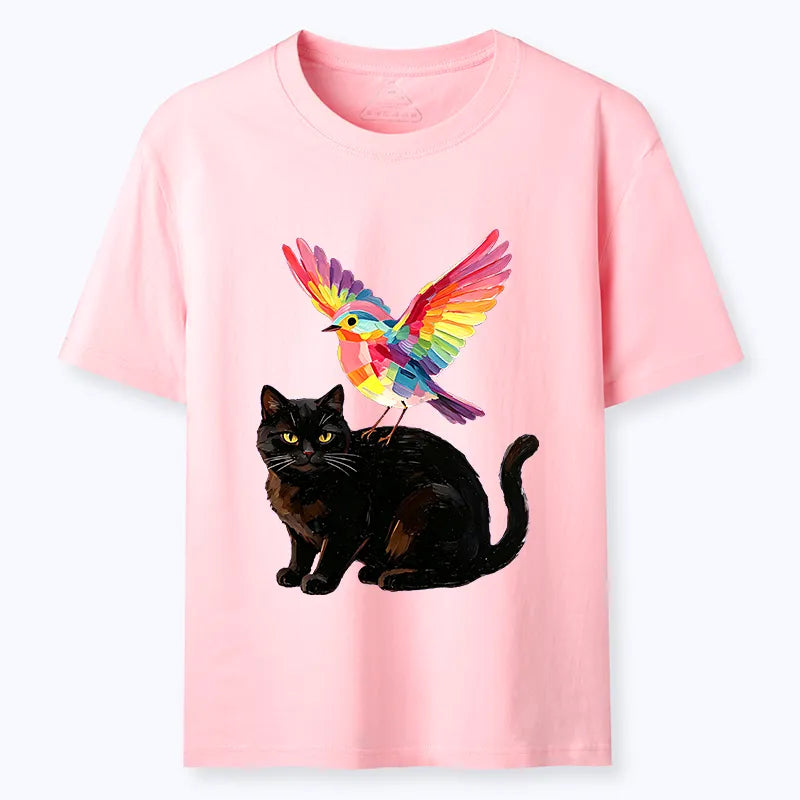 Kyoto-Lion Rainbow Bird With Cat Classic T-Shirt