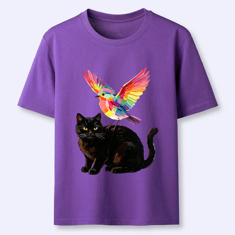 Kyoto-Lion Rainbow Bird With Cat Classic T-Shirt