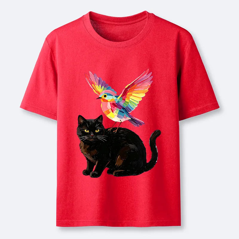 Kyoto-Lion Rainbow Bird With Cat Classic T-Shirt
