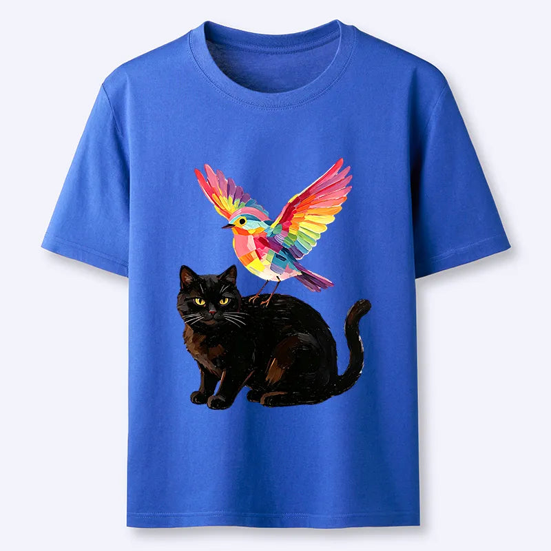 Kyoto-Lion Rainbow Bird With Cat Classic T-Shirt