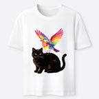 Kyoto-Lion Rainbow Bird With Cat Classic T-Shirt