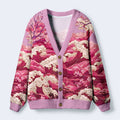 Kyoto-Lion Moonlit Sakura Sea Ugly Cardigan Sweater