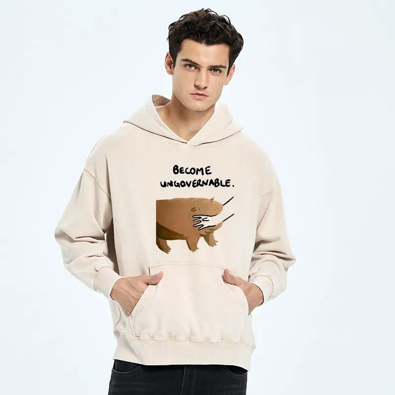 Kyoto-Lion Moo Deng Bites Someone's Arm Washed Hoodie