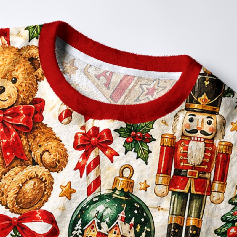 Kyoto-Lion Vintage Christmas Toy Fuzzy Christmas Ugly Sweatshirt