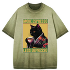 Kyoto-Lion Up Caffeine Down Depression Gradient Washed T-Shirt