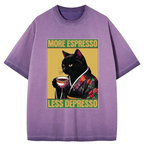 Kyoto-Lion Up Caffeine Down Depression Gradient Washed T-Shirt