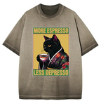 Kyoto-Lion Up Caffeine Down Depression Gradient Washed T-Shirt