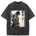 unisex washed cotton cat samurai shirt
