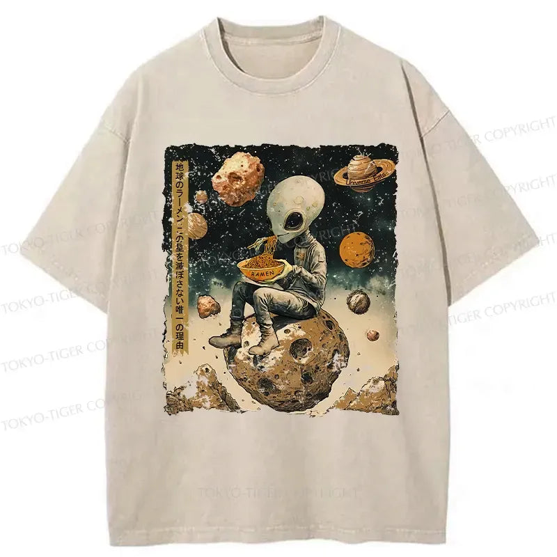 Kyoto-Lion Ramen Delivery To An Alien Planet Washed T-Shirt