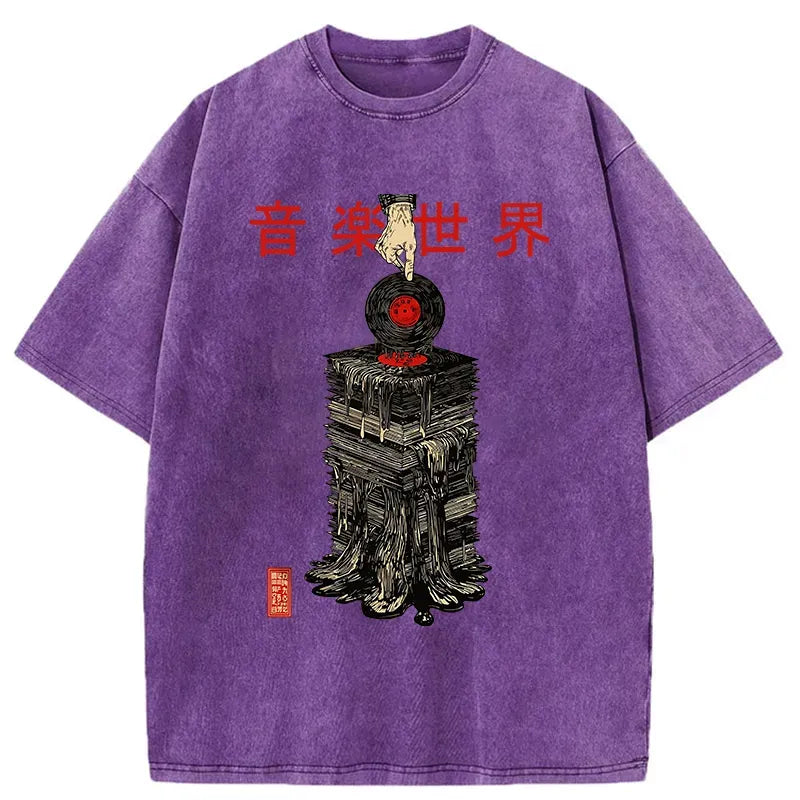 Kyoto-Lion Retro Music Records Washed T-Shirt