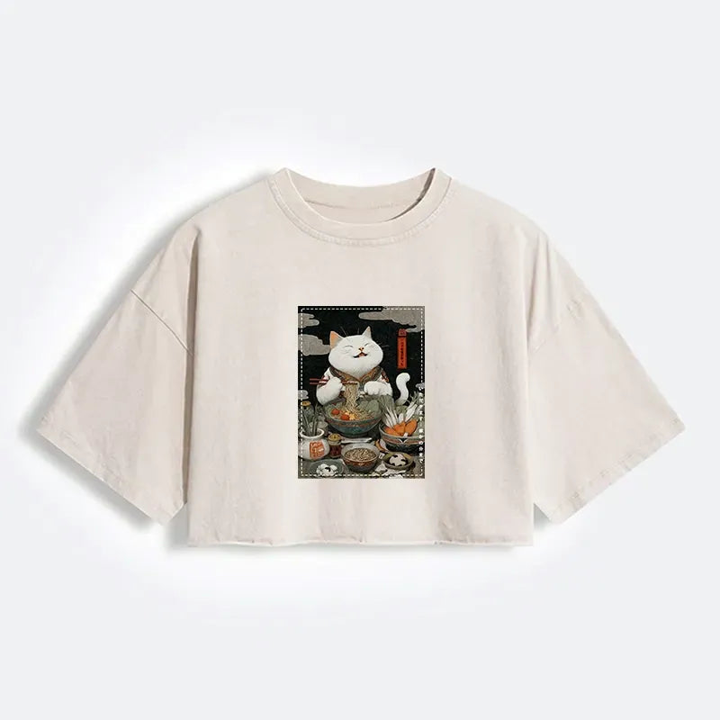 Washed Cotton Crop T-Shirt for Summer Vacation
