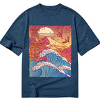 classic japanese wave t shirt for men