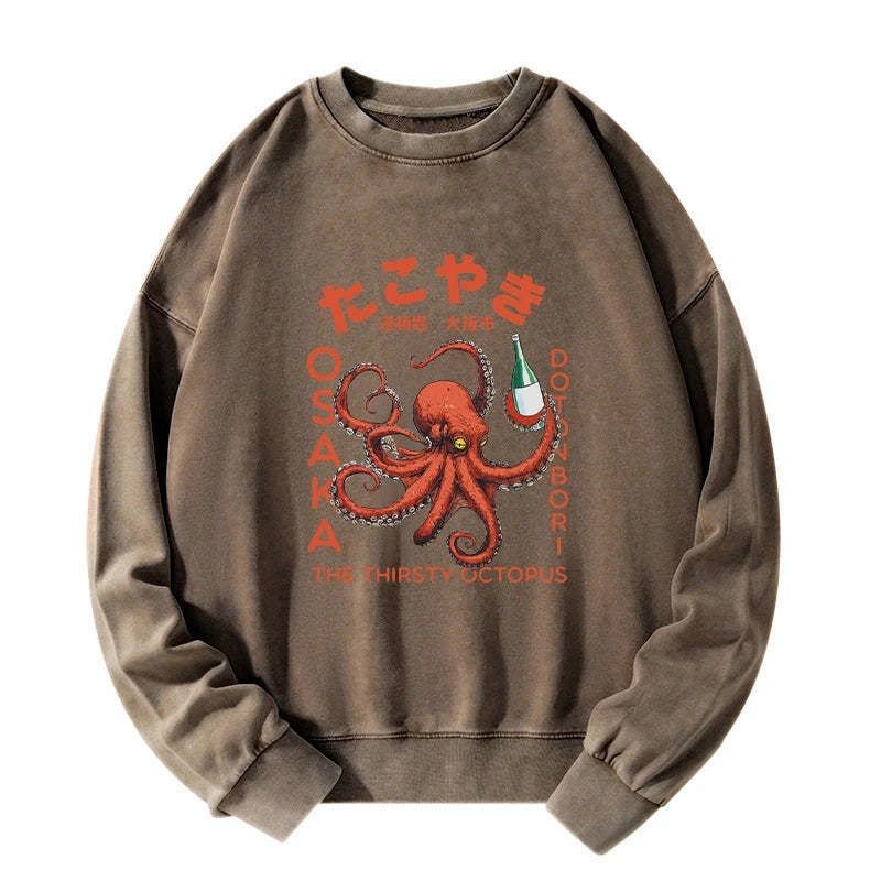 Japanese octopus soju sweatshirt for casual wear