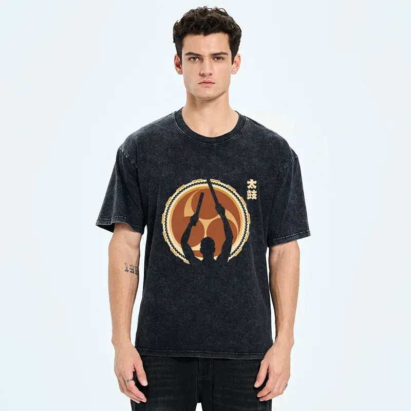 Kyoto-Lion Japanese Drums Washed T-Shirt