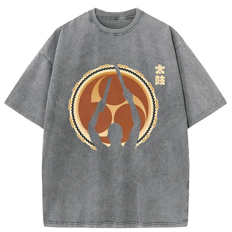 Kyoto-Lion Japanese Drums Washed T-Shirt