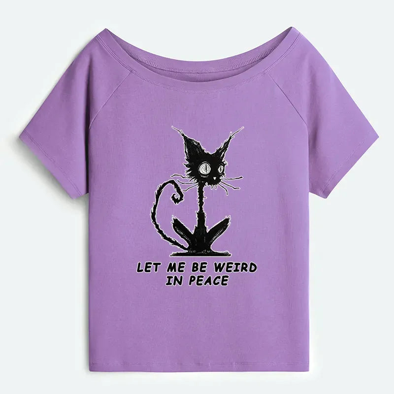 Kyoto-Lion Cat Gradually Became Strange Off Shoulder T-Shirt