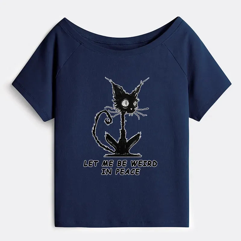 Kyoto-Lion Cat Gradually Became Strange Off Shoulder T-Shirt