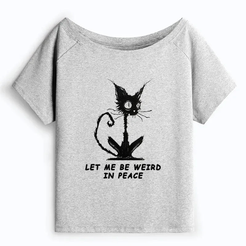 Funny Off Shoulder Cat Tee Limited Edition
