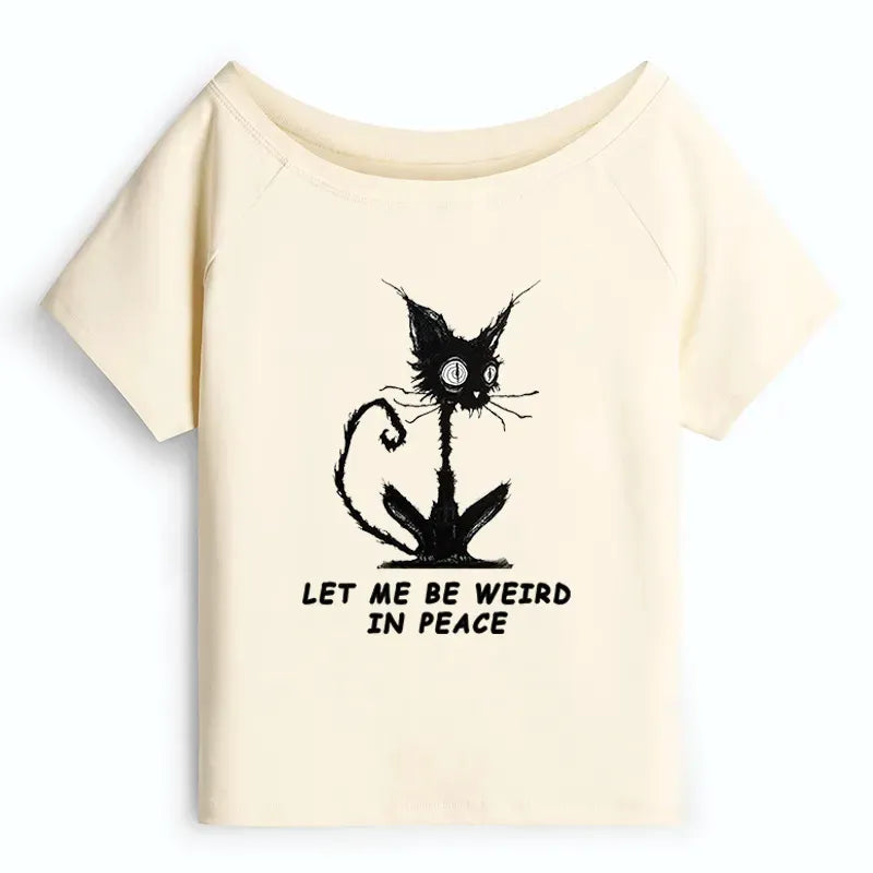 Kyoto Lion Cat Off Shoulder T-Shirt for Women