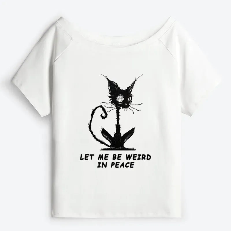 Funny Off Shoulder Cat Tee Limited Edition