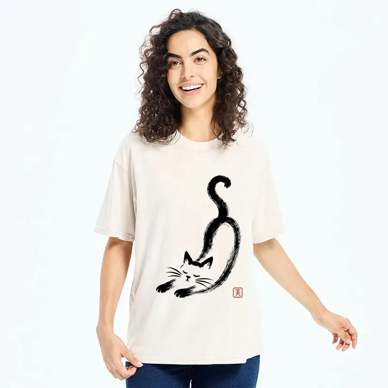Vintage Japanese cat t-shirt free shipping