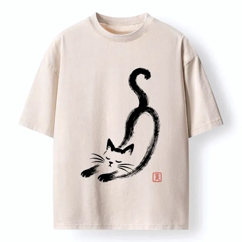 Vintage Japanese cat t-shirt free shipping