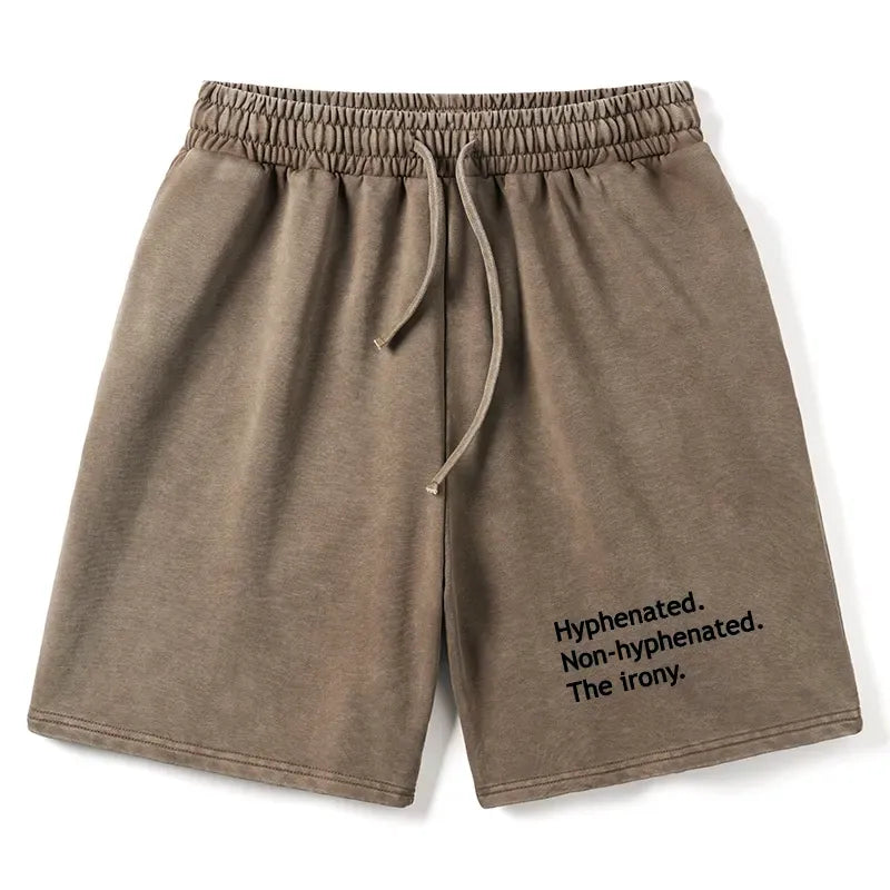 Kyoto-Lion Hyphenated Funny Washed Shorts