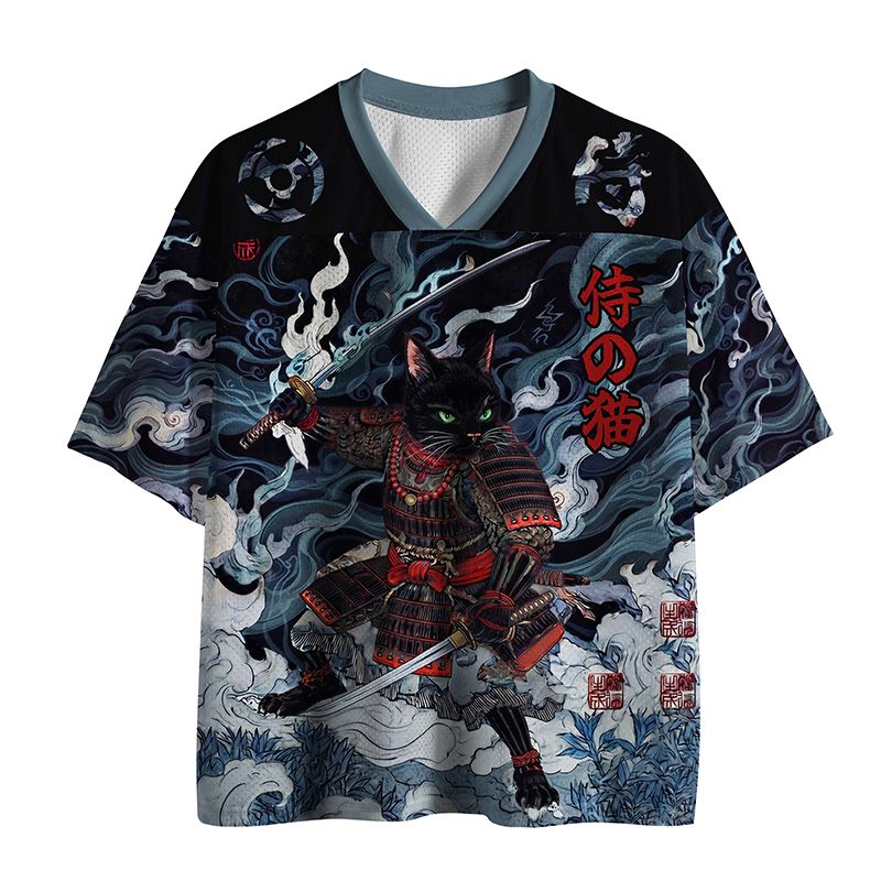 Kyoto-Lion Shadow Samurai Cat Mesh Jersey