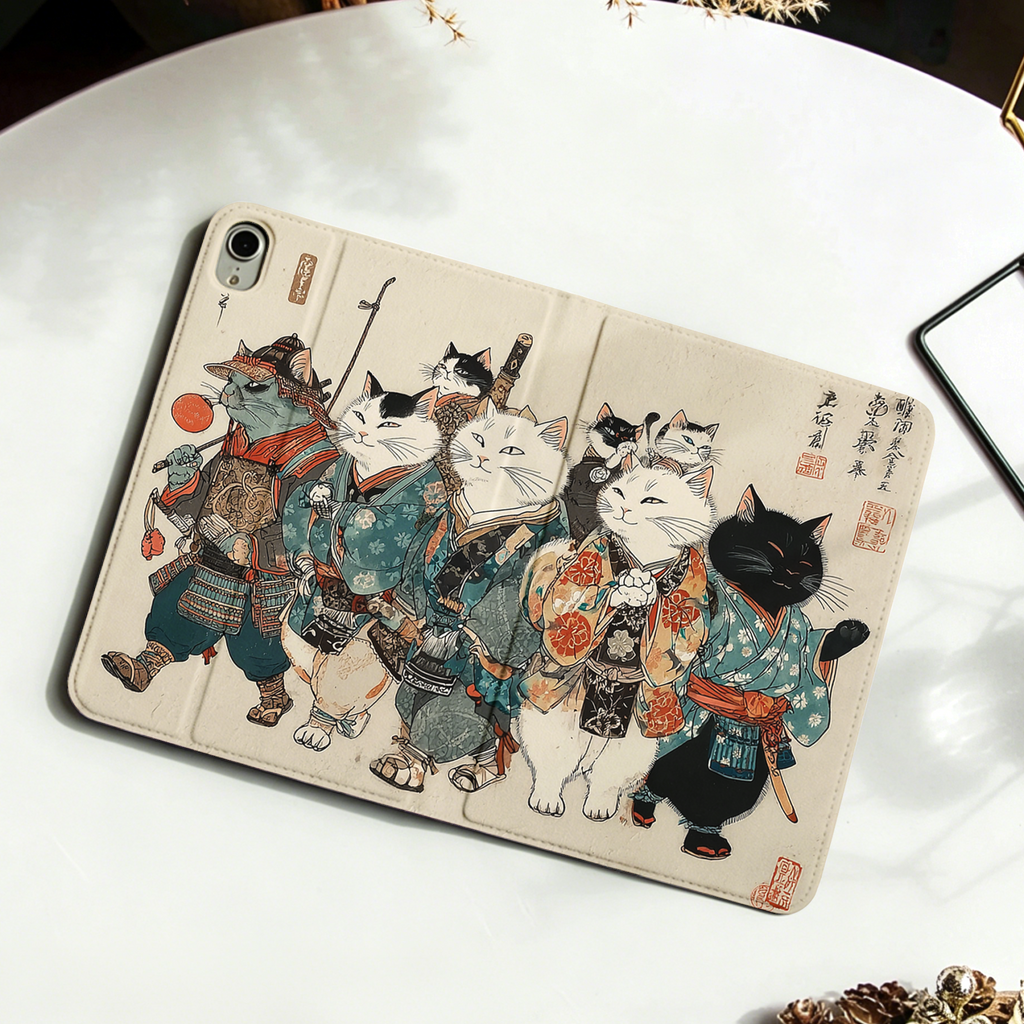 Kyoto-Lion Samurai Cats Assemble Nobles Tablet Protective Case