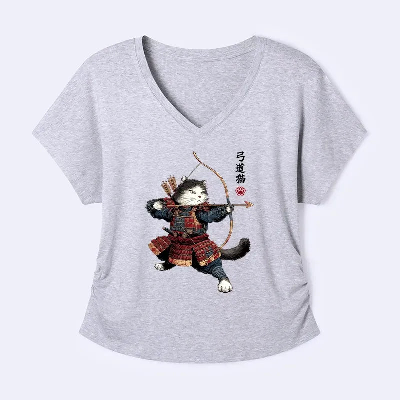 Kyoto-Lion Kyudo Samurai Cat Modal Dolman Sleeve T-Shirt
